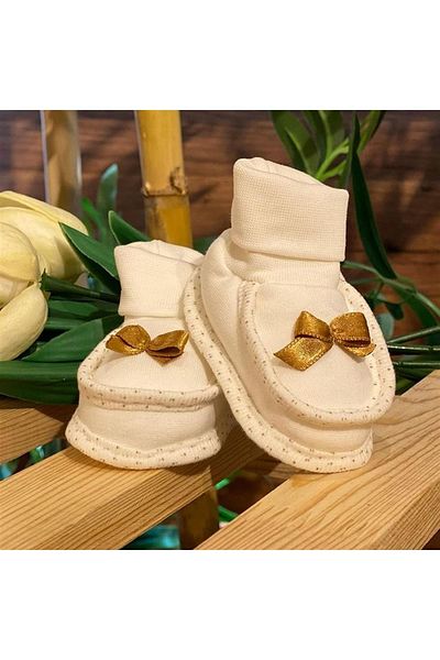 PATSAN Organic Cotton Combed Newborn Baby Booties Bow