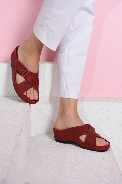 AlbiShoes Γυναικείες Παντόφλες - Σπίτι και έξω Velcro, Μαλακή σόλα, Ανοιχτό τακούνι 4,5 cm