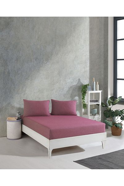 luxtex Plain Colored Double Thread Sheet Set - 240X260 cm (2 Pillows Included)