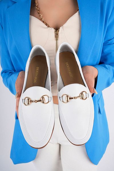 Deripabuc Genuine Leather White Print Women's Casual Shoes Pcc-f03