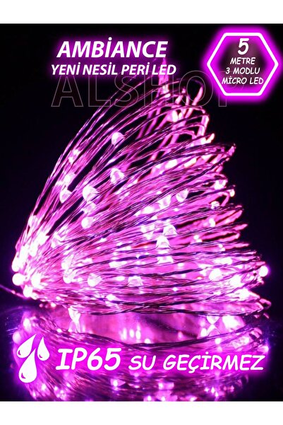 ALSHOP 3 Modlu Yeni Nesil 5 Metre 50 Ledli Pembe Peri Led Işık