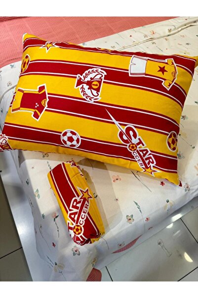 ŞENER HOME Yellow-Red Fan Patterned Children's Sheet Pillowcase - Elastic, Single, 100x200 Cm