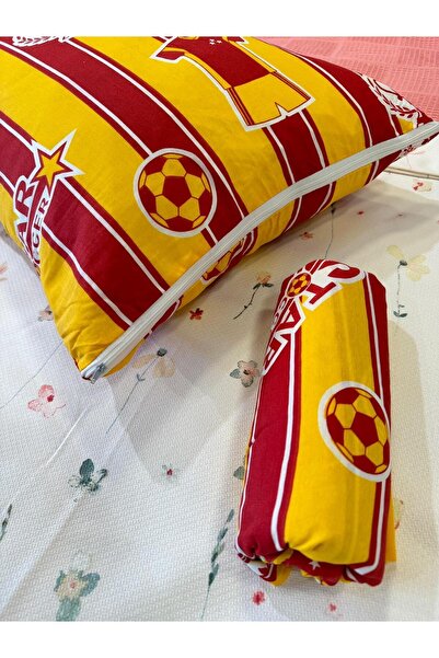 ŞENER HOME Yellow-Red Fan Patterned Children's Sheet Pillowcase - Elastic, Single, 100x200 Cm