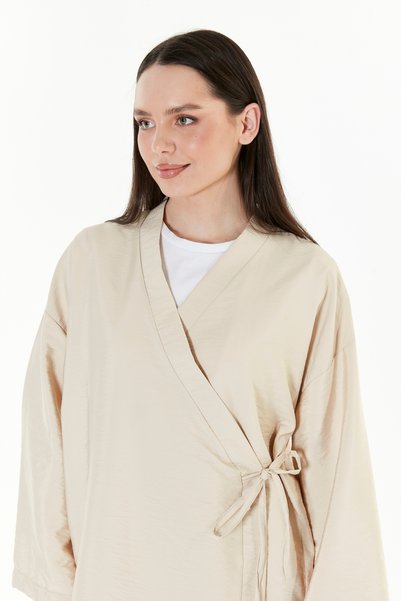 ilmek 24046 Kimono de damă din nurcă, cu șireturi, la două rânduri