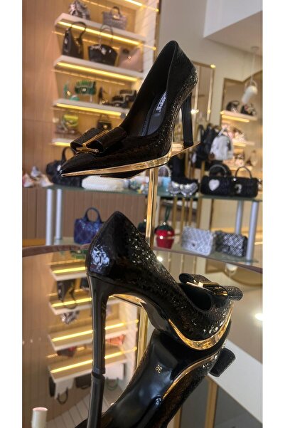 lescarpe Kadın  Cam Kırığı Altın Metal Platform Ayakkabı