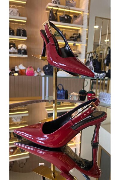 lescarpe Patent Leather Women's Shoes - Belt and Buckle Detailed