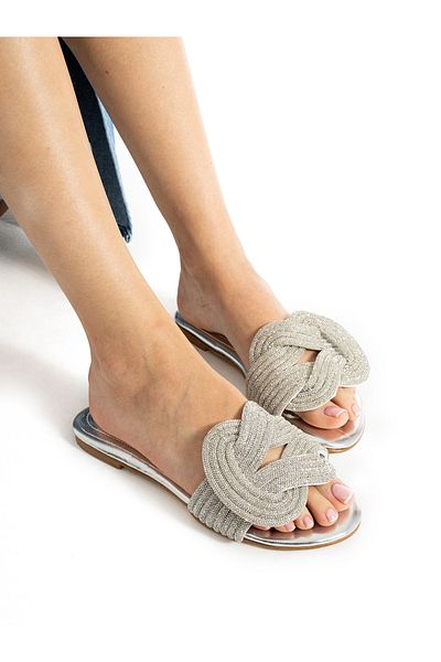 Alemdar Shoes Papuci de damă JULIE - Detaliu argintiu