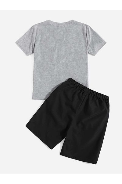 DAXİS Sportwear Company Combinație de tricou și pantaloni scurți unisex pentru copii - Set de sus și de jos cu imprimeu