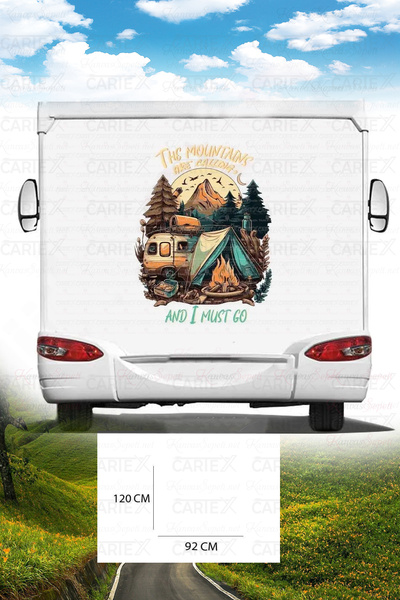 HMNL Karavan Kamp Baskı Sticker - Kamp Çadırı Sticker - Dağ ve Orman Sticker ...