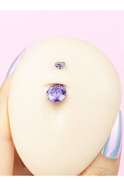 MORNEVA Purple Crystal Colored Steel Belly Piercing