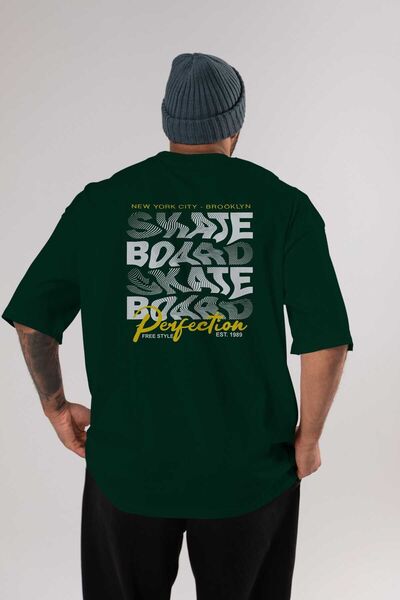 Ankhises Skejtbord savršenstvo zadnji Štampano smaragdno zeleni Oversize kroj...