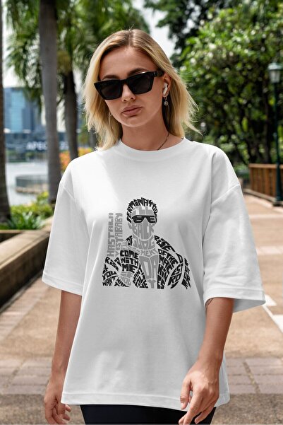 Ankhises Vratiću se Prednja strana Štampano Bela Oversize kroj T-shirt Unisex...