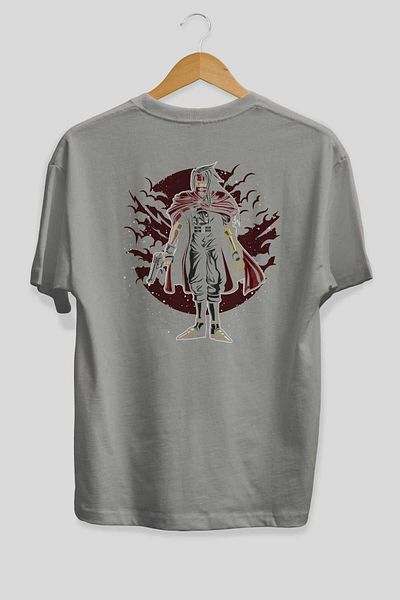 Ankhises FINAL FANTASY Tricou supradimensionat, gri, imprimat pe spate, unisex, bărbați, femei, cu gât crepus