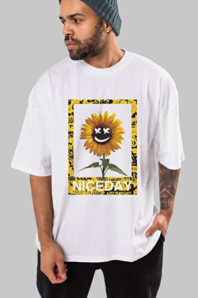 Ankhises Niceday Streewear Біла оверсайз футболка з принтом, унісекс, чоловіч...