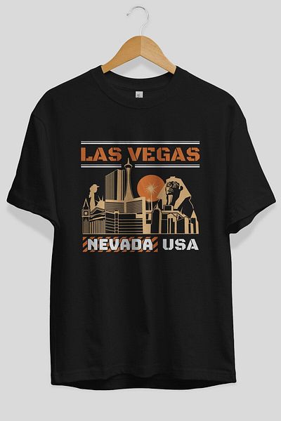 Ankhises Tricou supradimensionat negru cu imprimeu Las Vegas, unisex, pentru bărbați, pentru femei, cu decolteu