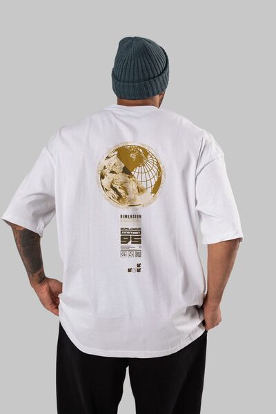 Ankhises Dimenzija 95 Leđa Štampano Bela Oversize kroj T-shirt Unisex Muškarc...