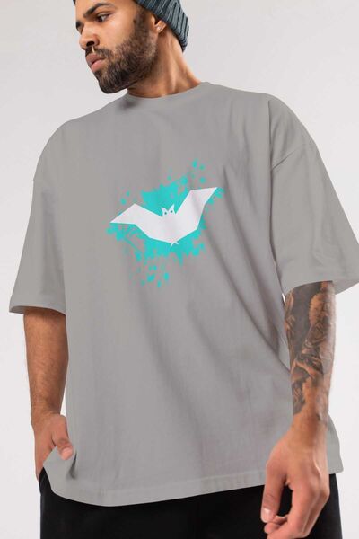 Ankhises Хелловін, сірий оверсайз-футболка з принтом, унісекс, чоловіча, жіноча, комір-стійка