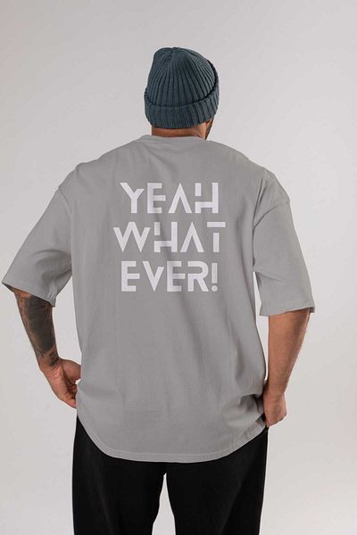 Ankhises Yeah What Ever Imprimat pe spate Tricou supradimensionat unisex Bărbați Femei Gâtul turnat
