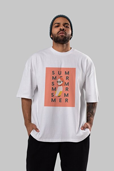 Ankhises Muškarci Žene okrugla kragna Beli Oversize kroj T-shirt - Letnja žen...