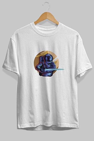 Ankhises Astro Knight White Oversize kroj T-shirt - Unisex, okrugla kragna