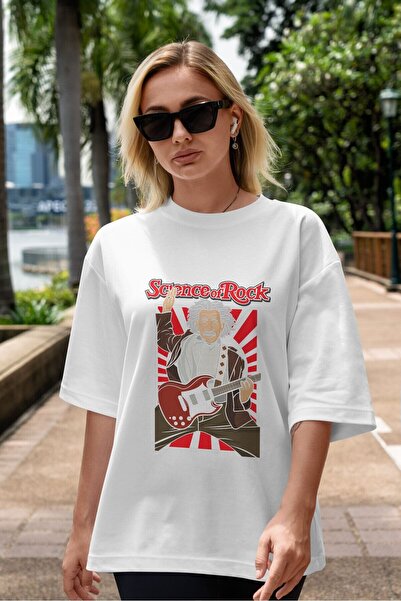 Ankhises Einstein Science Sa deznom White Oversize kroj T-shirt - Unisex Mušk...