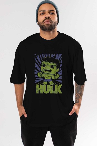 Ankhises Tricou negru oversize Hulk (2) - Decolteu, bărbați și femei