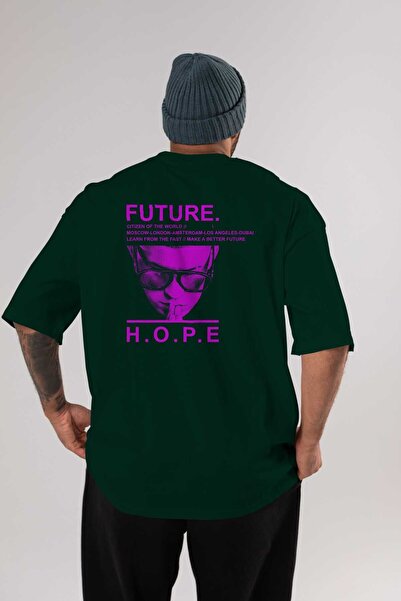 Ankhises Future Hope Back Štampano Emerald Green Oversize kroj T-shirt Unisex...