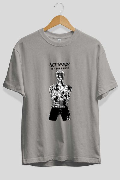 Ankhises Roronoa Zoro 3 μπλουζάκι με στάμπα σε γκρι υπερμεγέθη Unisex Ανδρική γυναικεία λαιμόκοψη