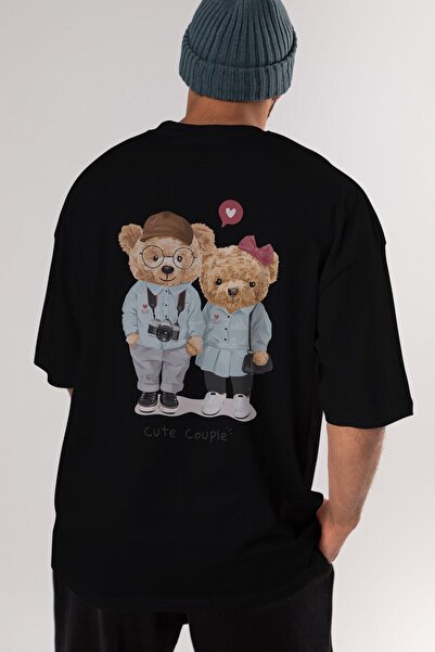 Ankhises تيدي بير لطيف زوجين الظهر مطبوعة الرجال السود النساء طاقم الرقبة تي ...