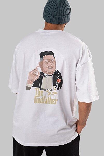 Ankhises Kum Jong Un Back Štampano Belo Oversize kroj T-shirt Unisex Muškarci...