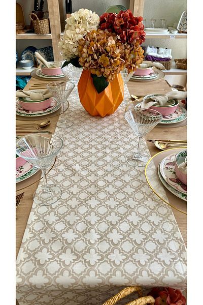Decamor home Beige Patterned Non-Slip Runner - Carefree