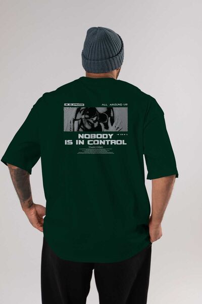 Ankhises Niko nije u kontroli Nazad Štampano Smaragdno zelena Oversize kroj T...