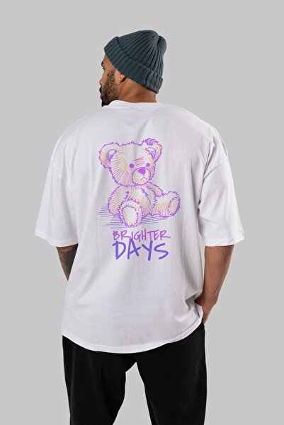 Ankhises Svetliji Dani Leđa Štampano Bela Oversize kroj T-shirt Unisex Muškar...