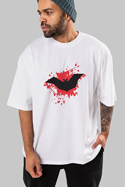 Ankhises Хелловін, попередньо надрукований білий оверсайз-футболка з велосипедним коміром для чоловіків та жінок