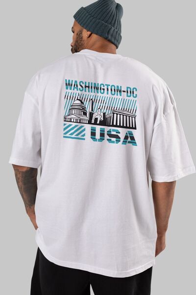 Ankhises Vašington DC Leđa Štampano Bela Oversize kroj T-shirt Unisex Muškarc...