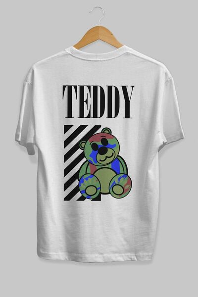 Ankhises Medvedić leđa Štampano bela Oversize kroj T-shirt unisex muškarci že...