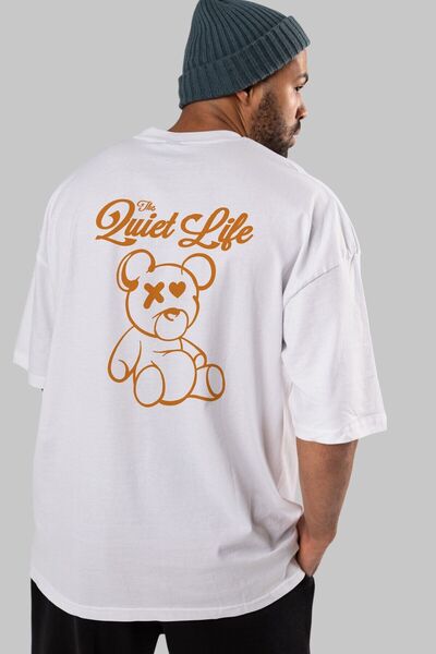 Ankhises The Life Bear Back Štampano Bela Oversize kroj T-shirt Unisex Muškar...