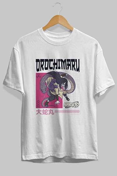 Ankhises Orochimaru Front Štampano Bela Oversize kroj T-shirt Unisex Muškarci...