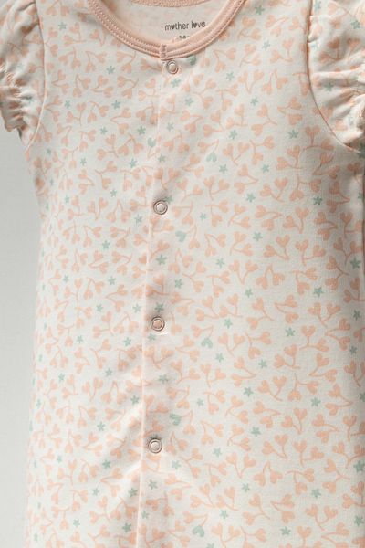 Mother Love Organic BabY Girl Shorts Jumpsuit - PinK Heart and Blue Stars