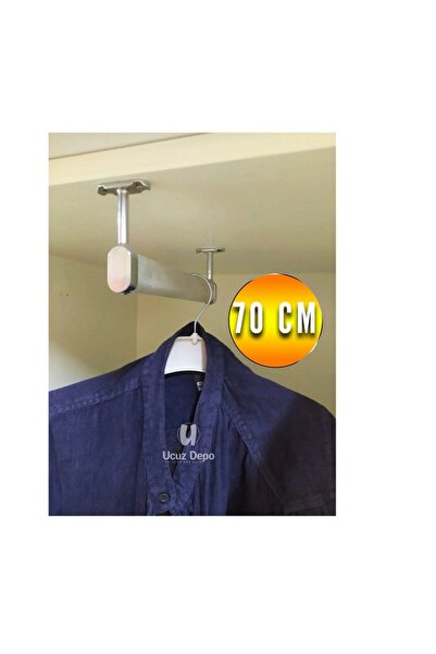 Ucuz Depo Alüminyum 70 Cm Dolap Içi Oval Elbise Askı Borusu 2 Adet Tavan Askı...