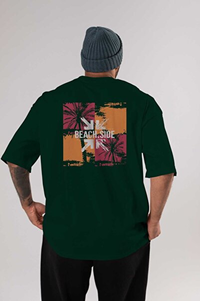 Ankhises Beach Side Back Štampano Emerald Green Oversize kroj T-shirt Unisex ...