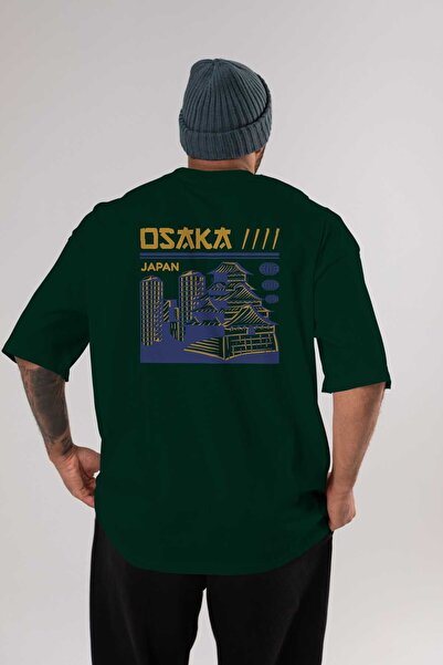 Ankhises Osaka Arka Štampano Emerald Green Oversize kroj T-shirt Muškarci Žen...