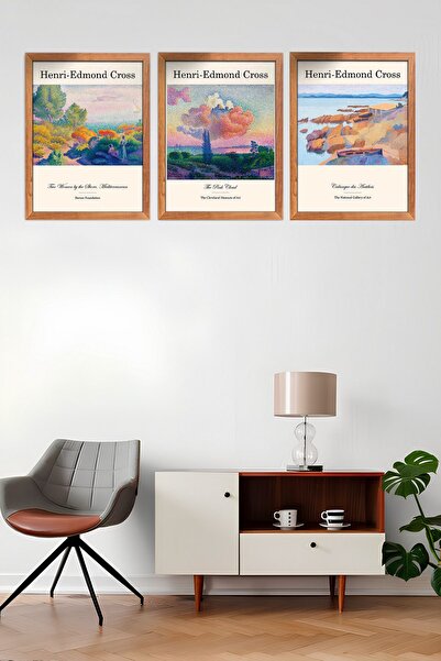 TABLOX Set de 3 pasteluri decorate Henri-Edmond Cross, pictură modernă din MD...