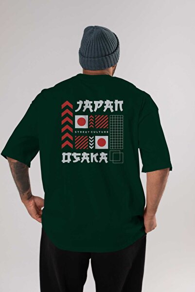 Ankhises Japan Osaka Arka Štampano Emerald Green Oversize kroj T-shirt Unisex...