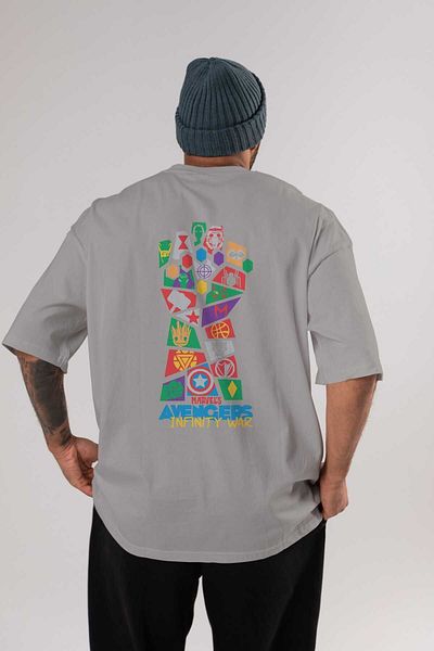 Ankhises Tricou oversize din bumbac, gri Avengers - Gât crew, bărbați și femei