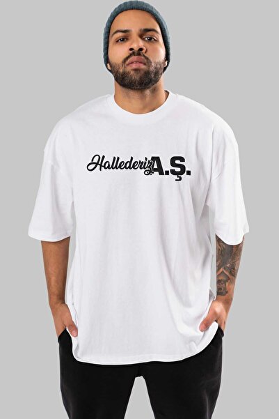 Ankhises Halle Koža z A.Ş Prednja strana Štampano Bela Oversize kroj T-shirt ...