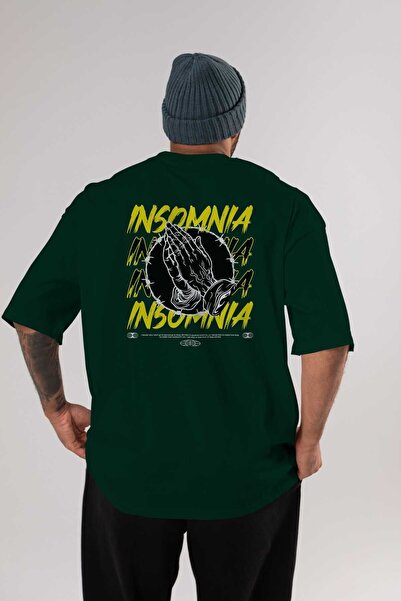 Ankhises Insomnia Streetwear Leđa Štampano Smaragdno zelena Oversize kroj T-s...