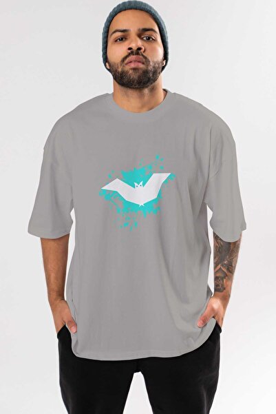 Ankhises Хелловін, сірий оверсайз-футболка з принтом, унісекс, чоловіча, жіноча, комір-стійка