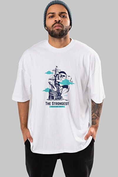 Ankhises Najjači pisani front Štampano Beli Oversize kroj T-shirt Muškarci Že...