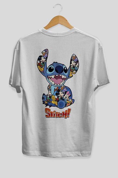 Ankhises Stitch White Oversize T-Shirt - Crew Neck, Βαμβακερό Ανδρικό Γυναικείο